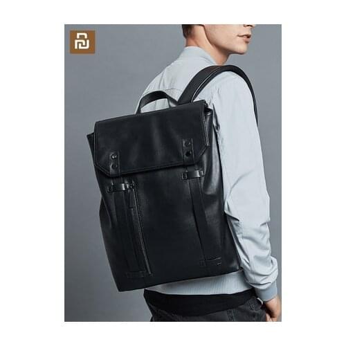 New Youpin Mens Simple British Leather Leather Backpack Business commuter backpack