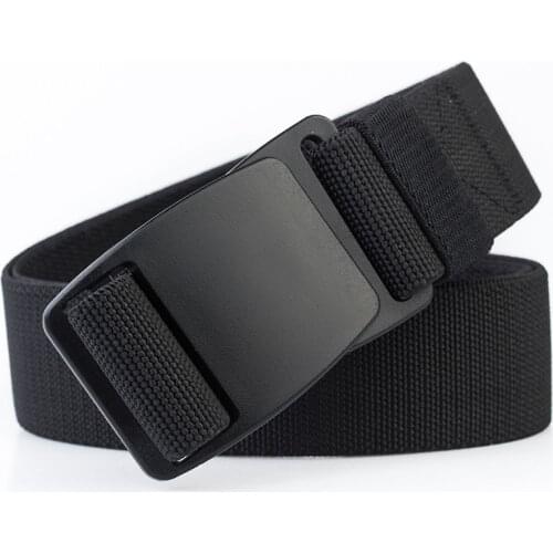 Tactical mens elastic Belt black Plastic Buckle Army Military Adjustable Outdoor Waistband Plastic Fastener Leisure Belts blue