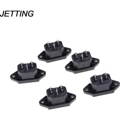 JETTING 5Pcs/lot Black IEC 320 C14 Male Plug Panel Power Inlet Sockets Connectors AC 250V 10A Wholesale low price