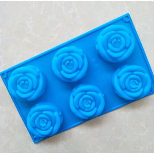 6 Holes Rose Shape Silicone Cake Mold 3D Chocolate Cupcake Fondant Candy Mold DIY Christmas Baking Tools E887