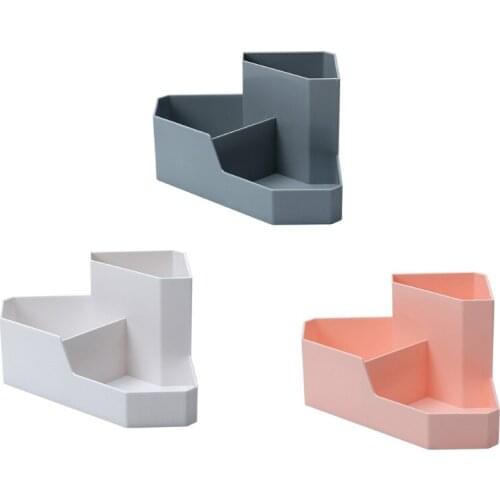 Stylish ABS Stationery Holder 3 Compartments Large Capacity Makup Brushes Organizer Holder for Office/Home Desk Corner LX0B
