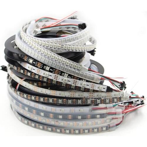WS2812B DC 5V LED Strip RGB 50CM 1M 2M 3M 4M 5M 30/60/144 LEDs Smart Addressable Pixel Black White PCB WS2812 IC Bar neon light
