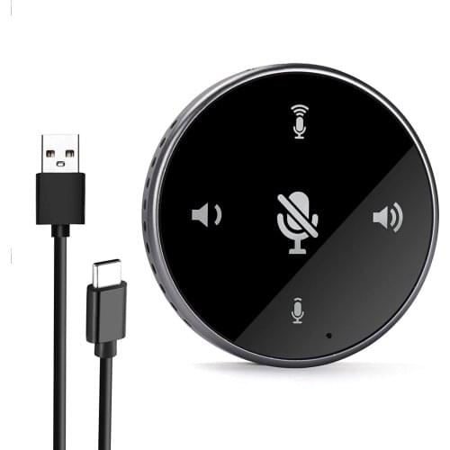 USB Microphone with Speaker for Computer,Conference Room Omnidirectional Microphone with 360º Voice PickupMic Touch-Sensor Butto