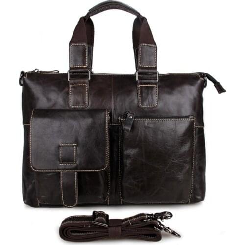 High Qaulity Men Genuine Leather Handbags Male Large Business Travel Bag Mens A4 Ducument Messenger Bags Coffee Shoulder Bags