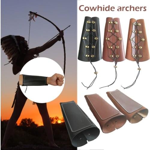 Cow Leather Archery Arm Protector Guard Cowhide Bow Shooting Arm Armband Shoot Arm Guard Hunting Training Accessories