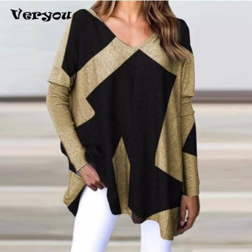 New Spring Women Long Sleeve V Neck Casual T-shirt Loose Tops Graphic Tee Oversized T Shirt Women Harajuku Goth Woman Tshirts