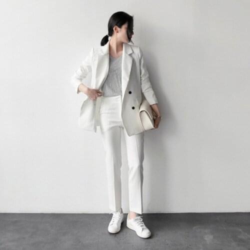 Womens suits autumn new fashion temperament casual striped suit jacket casual feet pants temperament womens two-piece suit