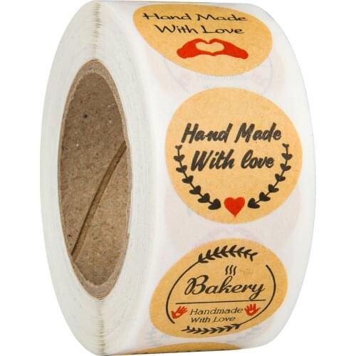 100-500PCS Pieces Of Hand-made Love Sticker Stamp Label Brown Party Decoration Wedding Sticker Thank You For Sticker DIY Manual