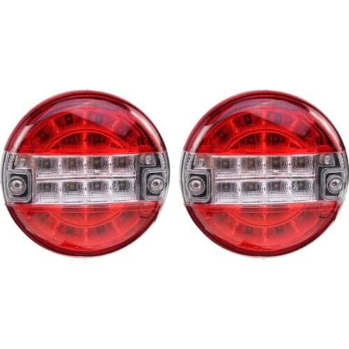 2Pcs 12V 24V 4 Inch LED Car Truck Rear Tail Light Signal Light Indicator for Trailer Truck Bus Boat Caravan Van Lorry
