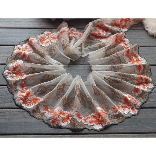 2 Yards Lace Trim Flowers Embroidered Tulle Lace 5.9 Inches Wide High Quality