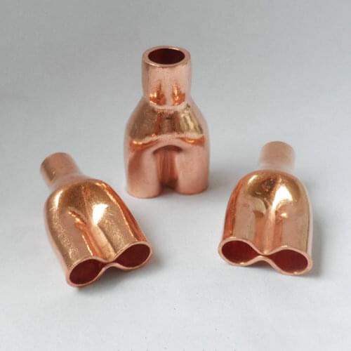 3/8" 1/2" 3/4" 5/8" 16 19 22 25 28.6 32 35 38 42mm ID Y-Shaped 3Way Splitter Copper End Feed Solder Fitting For Air Condition