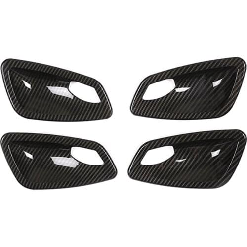 4Pcs Carbon Fiber Abs Car Interior Door Handle Cover Trim Door Bowl Cover Trim for Bmw E90 3 Series 2005-2012 Car Accessories