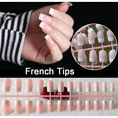 5 Sheets Long French Tips Full Acrylic French Nail Tips False Nails Short Coffin Fake Nails Art Detachable Press On Nails Tools