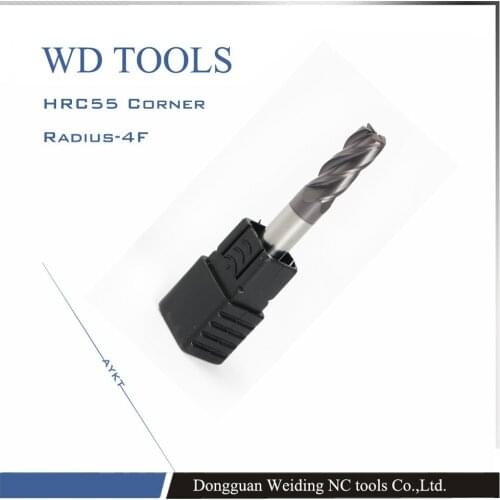 5pcs 8.0XR0.5/1X60L 8mm 4 flute corner radius milling carbide HRC55 cutting toosl milling tools