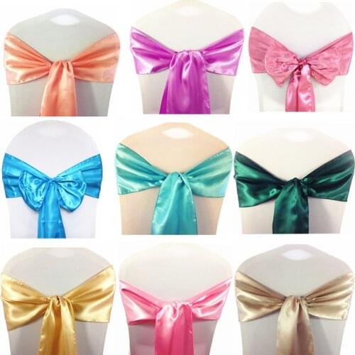 50pcs Satin Fabric Chair Sashes Wedding Chair Knot Cover Decoration Chairs Bow Ties For Wedding Banquet Party Event Decor