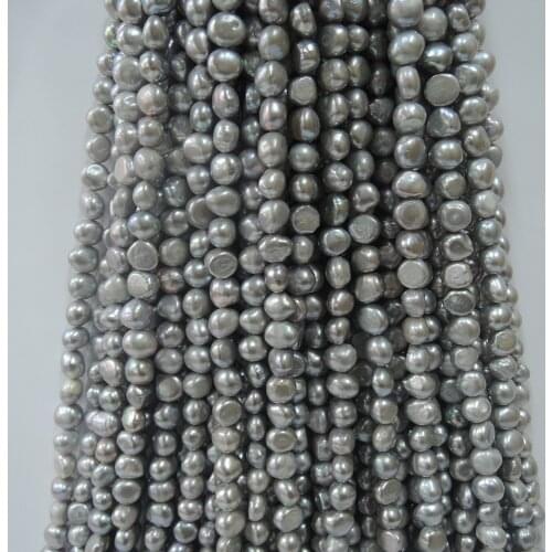 7-8 mm 100% Real freshwater loose pearl beads,gray color pearl ,baroque shape-high luster-AAA pearls