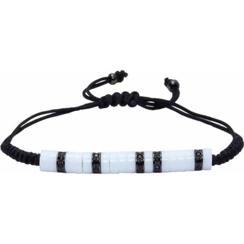 Anil Arjandas Women Bracelets Rose Gold Micro Pave CZ Spacer White Stoppers Braid Macrame Bracelet Mens Gift