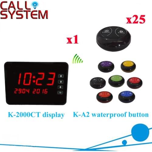 Wireless Buzzer System For Restaurant Service Call Button Display By DHL Shipping Free 433.92MHZ( 1 display+25 call button )