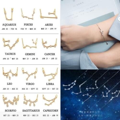 Gold Silver Color Zodiac Sign Bracelet Women Constellation Bracelets Jewelry Astrology Taurus Cancer Birthday Friendship