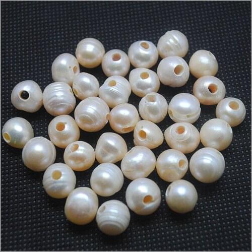 20pcs cultured freshwater pearl beads 10-11mm inner hole diameter 3.0mm round shape golden color for bracelets wire thread ropes