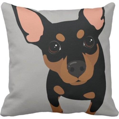 Throw Pillow Cover Red Dog Black Min Pin Lover Decorative Pillow Case Home Decor Square 18 x 18 Inch Pillowcase