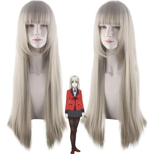 Anime KAKEGURUI Momobami Ririka Long Wig Cosplay Wig Role Play Watermelon Cream Yellow 80cm