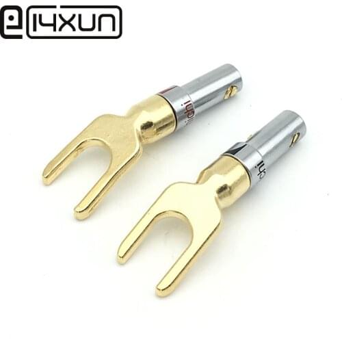 EClyxun 50Pcs Gold Plated Brass Nakamichi Grade Interpolation Y Y U- type Screw Spade Banana Plug Speaker Cable Wire Connectors