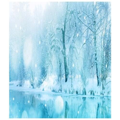 Photography Background Snow Forest for Wedding 10x10ft Blue Photo Backdrop Trees Custom Personalized Photo Picture Seamless