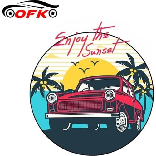 OFK For Enjoy The Sunset Classic Vehicle Decal Windshield Car Stickers Surfboard Motorcycle VAN Decoration13cm X 11.9cm
