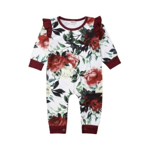 Newborn Baby Girl Floral Romper Jumpsuit Autumn Spring Outfits Clothes Toddler Kids Girls Long Sleeve Rompers Sunsuit Overalls