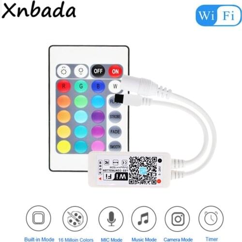 WIFI RGB/RGBW Led Strip Controller Mini Wifi+RF 24Keys Remote Controller With 16Million Colors For RGB/RGBW Led Light DC5-28V