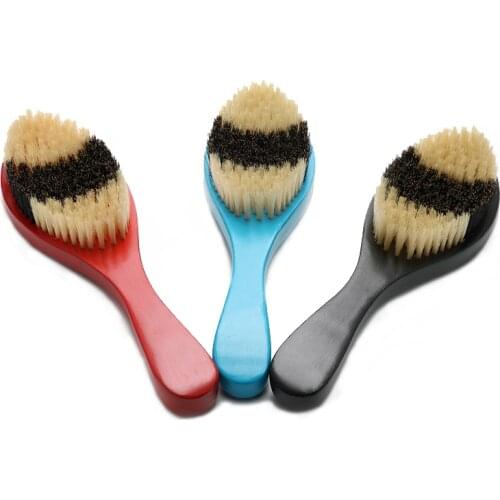 Natural Boar Bristle Cleaning Brush Men Long Bend Beard Brush Anti Static Barber Hair Styling Comb Shaving Tools G1207