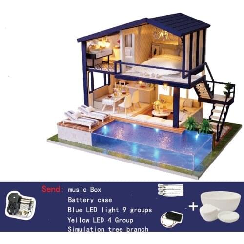 Doll House Miniature Dollhouse With Furnitures Wooden Miniaturas Toys For Children Birthday Christmas Gift Time Apartment A-066