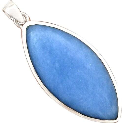 Genuine ANGELITE Pendant 925 Sterling Silver, 52 mm, AP6571