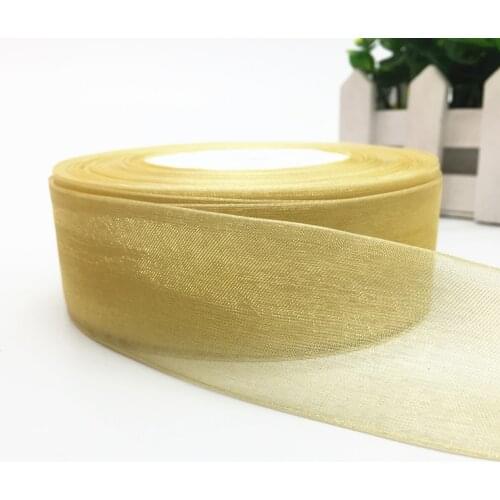 5 Yards 38mm Ribbon Wedding Party Decoration Handmade Organza Ribbon Gift Wrapping Hair Bows DIY Christmas Ribbon #Golden