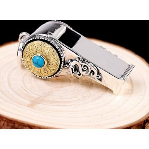 New fashion exquisite six-character mantra can be turned pendant s925 pure silver whistle can be blown man and woman pendant