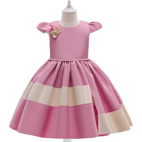 Girl Dress Kids Wedding Children Clothes Summer Evening Party Princess Costume Satin Skin Pink Teenage Clothes