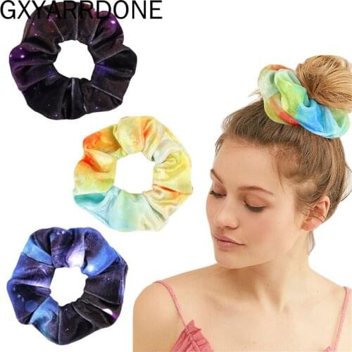 New Scrunchies Women Elastic Fashion Print Hair Accessories Girls Hair Bands Starry Sky Colorful Scrunchies Ponytail Headbands