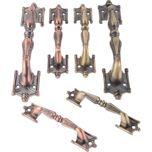 1pc European Style Handle Antique Bronze Red Copper Pull Vintage w/screw Alloy Knob 132/182/235mm Retro Decor Furniture Kitchen