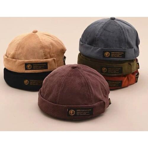 Beanies 6 Colors Unisex Brimless Cap Corduroy Hat Rolled Cuff Retro Skullcap for Men Women Vintage Fashion Hot Accessories
