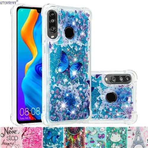 For Huawei P30 Lite Honor 20S 20 Soft Silicone Bumper Cover MAR-LX1M MAR-LX1H Glitter Flow Liquid Cute Phone Case MAR LX1M LX1H