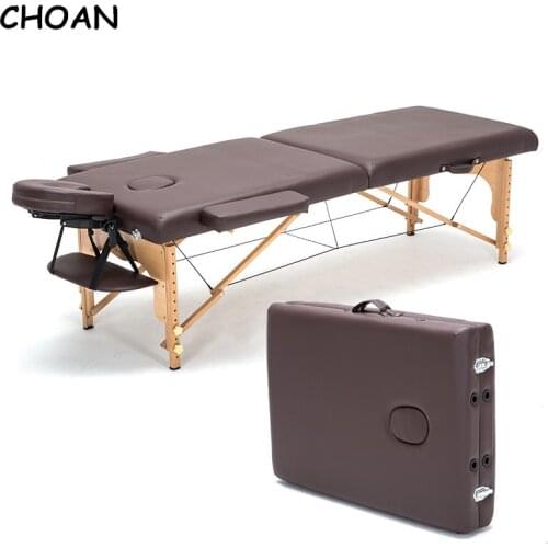 Foldable portable salon beauty salon SPA tattoo furniture beech wooden leather patio facial massage bed table with U-pillow