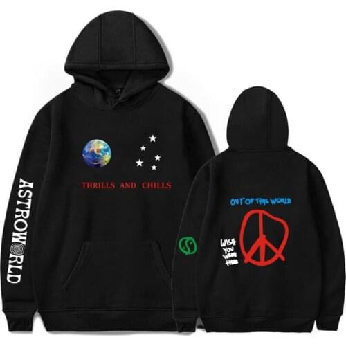 Astroworld THRILLS AND CHILLS Oversized Hoodies Travis Scotts Unisex Hooded Pullover Sweatershirts Male/Women Streetwear Clothes