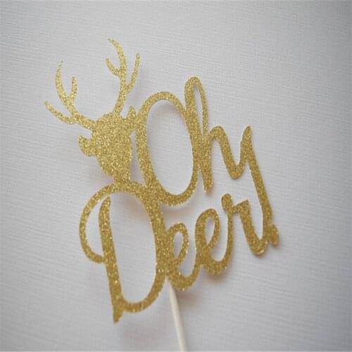 Oh Deer Cake Topper,Personalized Baby Shower Cake Topper, Custom Glitter Baby Shower Cake Topper, Glitter Deer Cake Topper