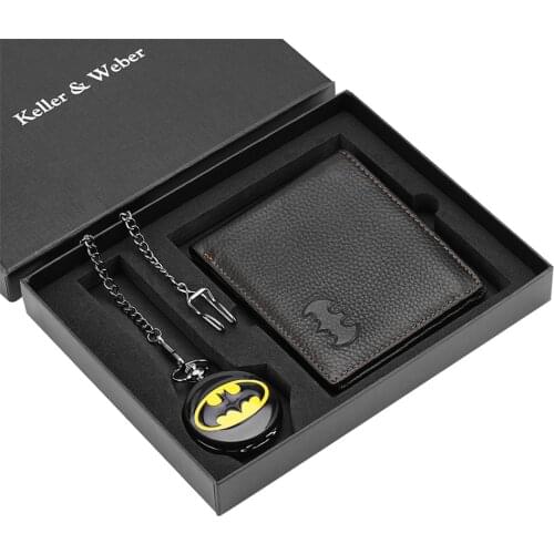 Vintage High Grade Quartz Pocket Watch Purse Box Set for Men Boys Retro Pendant Clock Wallet Xmas New Year Gifts