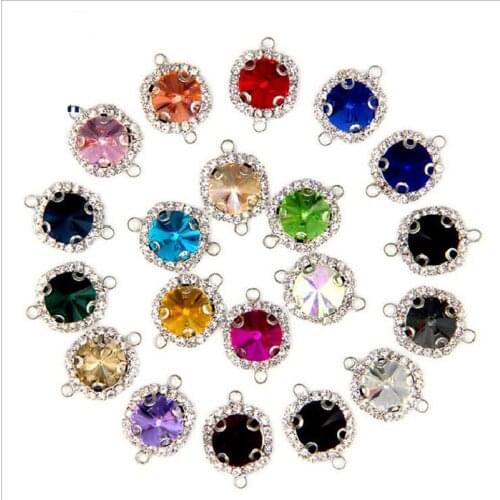 10pcs Double Holes Bracelet Connector Clasps, Glass Crystal Rhinestone Connector for DIY Charms Bracelet Necklace Jewelry Making
