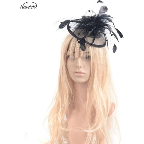 Handmade Fascinator Black Feather Hat Hair Clip Cocktail Races Wedding Party Bride Women Hairpiece Headwear Accessory