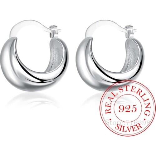 Personality Hyperbole 925 Sterling Silver Simple Smooth Egg Hoop Clip-on Earrings For Women Sterling-Silver-Jewelry Pendientes