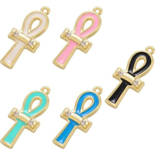 ZHUKOU 2021 NEW Enamel cross pendant for women DIY handmade earrings jewelry accessories Supplies small charms wholesale VD851