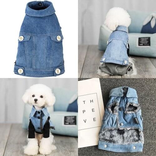 Winter Dog Clothes Denim Jeans Coat Jacket Cat Chihuahua Yorkshire Pomeranian Poodle Bichon Schnauzer Dog Clothing Pet Outfit
